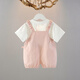 G.DUCKKIDS little yellow duck children's clothing girls suit summer baby clothes pure cotton thin children's short-sleeved T-shirt overalls summer wear pink l two-piece set 90 size recommended 1~2 years old cm