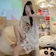 Victoria's style Victoria's Secret series Crayon Shin-chan pajamas for women summer short-sleeved new three-piece set Korean ins cartoon student home (three-piece set) A9901# L (recommended 101-115 Jin Jin equals 0.5 kg)