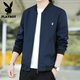 Playboy New Men's Jacket Spring and Autumn Jacket Men's Casual Slim Top Thin Breathable Baseball Uniform Work Wear Trendy and Versatile 2030 Black (Spring and Autumn Style) XL 120-135Jin Jin is equal to 0.5 kg