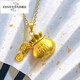 Iosn gold blessing bag pendant for women 999 pure gold blessing full necklace new transfer beads coin pure gold necklace gift small version gold blessing bag 0.95-1.05 g