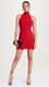 NORMA KAMALI Women's Halter Neck High Neck Side Slit Mini Dress Tiger Red Large