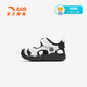 ANTA Children's Sandals Baby Shoes 2025 Winter New Velcro Toe Anti-collision Soft Elastic Beach Shoes Male Black/Snowflake White 0036-2 25
