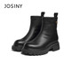 Zhuoshini boots thick heel versatile classic British style round toe short boots slimming women's fashion boots black 38