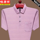 Hengyuanxiang 100% pure cotton men's short-sleeved T-shirt loose striped middle-aged dad's summer top lapel half-sleeved POLO. Shirt Short-sleeved 9906 blue M 165 suggestion 120 Jin [Jin equals 0.5 kg]