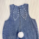 Disney (Disney) children's denim overalls, spring and autumn rabbit ears, stylish and cute casual pants for boys and girls, denim blue rabbit ears overalls 90 cm