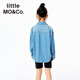 Little MO&Co. Sun protection, cool feeling and antibacterial little moco children's clothing 25 summer new style boys and girls parent-child clothing denim long-sleeved shirt denim light blue 140 140/68