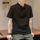 GLM短袖t恤男透气夏季翻领polo衫速干T恤冰丝感休闲运动上衣黑色XL