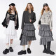 Fairy's pocket ruffled irregular plaid skirt for women 2025 spring and autumn new cake skirt long skirt Wandering gray plaid M