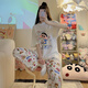 Victoria's style Victoria's Secret series Crayon Shin-chan pajamas for women summer short-sleeved new three-piece set Korean ins cartoon student home (three-piece set) A9901# L (recommended 101-115 Jin Jin equals 0.5 kg)