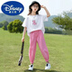 Disney girls summer sports suit fashionable new children's clothing big children summer girls casual two-piece purple suit [9922] 48 (S)