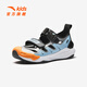Anta children's sandals, boys' shoes, 26 summer Qingyu Baotou outdoor comfortable student beach shoes, silver/black/waterfall blue-2 34, shoe inner length 21.5cm