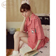 Gukoo Pyjama Summer Hellokitty New Cartoon Plaid Cotton Damen Home Clothing Set Magenta L.