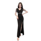 Kuzhang KTV Vestido de noche Mujer 2025 Nuevo Sexy Escotado Falda larga y delgada Técnico de baño de pies Ropa de trabajo Vestido dividido 3883 Negro Talla única 2xl