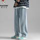 
Woodpecker retro jeans men's spring American high street men's loose wide-leg trousers casual spring and autumn pants black XL [recommended weight 125-135 Jin [Jin equals 0.5 kg]]