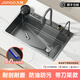 Jomoo kitchen sink with knife holder large single slot nano stainless steel thickened above and below the counter washbasin household dishwashing sink set package E-top version (Raindance pull-out faucet) 800*460