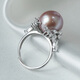 Queen of Pearls S925 Silver 12-13mm Purple Freshwater Pearl Ring Live Female Ring Birthday Gift