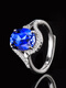 Junpo sapphire ring s925 silver women's style fashionable personality Korean version with diamonds simple sterling silver tanzanite inlaid with diamonds mother's model sterling silver sapphire ring + certificate, live finger ring adjustable