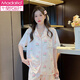Modal summer pajamas for women ice silk short-sleeved trousers sweet peach summer thin two-piece set quality underwear FS_9905# cardigan short peach M