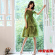 Dongjing forest small evening dress, new style, super fairy temperament, light luxury slim dress for birthday party, can be worn at ordinary times, green princess sleeves, irregular skirt, suspenders, mid-length style M