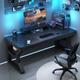 Mudiren solid wood computer desk desktop home computer desk gaming desk office desk simple solid wood desk study desk C all solid wood desktop black + black frame 120x60x75cm