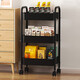 Shunyou Storage Rack Floor-standing Carbon Steel Storage Rack Mobile Kitchen Storage Rack Mobile Trolley Three-Layer Pink SY-1320