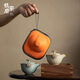 Zhenchu Ru Kiln Travel Tea Set One Pot Three Cups Outdoor Portable Ceramic Quick Cup Single Person Portable Tea Making Equipment Lotus Leaf Continuous One Pot Three Cups Sky Blue