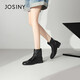 Zhuo Shini Autumn and Winter Slim Boots Short Boots Shoes French Wrinkle Thick Heel Small Naked Boots Black 37