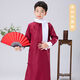 Qinsuluo children's cross talk performance costumes May 4th Republic of China coat boy storyteller Chinese Hanfu robe groomsmen performance clothes burgundy without scarf 150