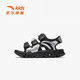 ANTA children's sandals for men and women 2025 summer new Velcro outdoor arch open toe beach shoes men's black/silver-4 30 shoe inner length 18.5cm