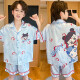 Nezha Pajamas Pajamas Summer Seda Seda Manija corta Estilo delgado Mediano y niños grandes 2025 NUEVO Estilo Junior High School Girls and Children Home Ropa Q Short Silk-6628 Xiaoba Niñas 120 Niños 12 Tamaño Altura recomendada 115-125 cm