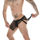 Men's sexy transparent thong hip lift hollow see-through underwear new side slit fishnet double thong gay trend black L recommended 90-150Jin Jin equals 0.5 kg
