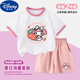 Disney (Disney) Conjunto de camiseta y pantalones cortos de algodón Kuromi para niñas de 2 a 15 años, novedad de verano, conjunto de dos piezas para niños medianos y grandes, 3291, conjunto de dos piezas, top morado + pantalones cortos 130 cm