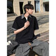 NYING American fake two-piece short-sleeved polo shirt for men 25 summer new high street fashion brand three-quarter sleeve spliced loose top black XL (120-140Jin Jin equals 0.5 kg)