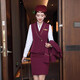 Yuanfeiya Stewardess Professional Wear Feminine Suit Hotel Front Desk Reception Flight Attendant Interview Jewelry Store High-end Work Clothes Burgundy Vest + Skirt + White Shirt L Suitable for 101-110 Jin Jin equals 0.5 kg