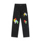 Crowxin offizieller 2025 Trendy Brand Cross Stickerei High Street Amerikanische vielseitige Männer und Frauen lose Jeanshosen gerade Hosen 9928 Black 9928 Black S