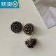 Shantou Lincun Buttons Clothes Buttons High-End Coat Buttons Retro Small Fragrance Flower Buttons Black Gold Exquisite Jacket Diameter 20mm 6pcs