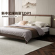 Quanyou Home New Chinese-style master bedroom solid wood bed double large bedside soft-covered backrest high-leg wedding bed 2 meters furniture