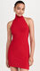 NORMA KAMALI Women's Halter Neck High Neck Side Slit Mini Dress Tiger Red Large