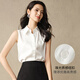 Late White New Product Wearable Bottoming Sleeveless Shirt Women's 2026 Spring Style Lapel Shirt Versatile Top White M