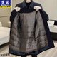 ROMON (ROMON) medium-length double-sided woolen coat for men, middle-aged and young wool coat for winter thickened removable inner liner duck down men, Navy blue medium-length (inner liner removal) Thick 4XL 195 (175-200Jin [Jin equals 0.5 kg])