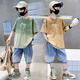 G.DUCKKIDS男童套装夏季短袖新款2025夏装t恤中大童两件套儿童休闲体恤衣服 白色679滑板T 120cm 均码