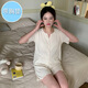 Ziweiqi Korean style short-sleeved pajamas for women summer thin style with chest pad can be worn outside sweet home clothes XME683 bean paste 175 L