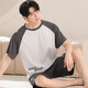 Red bean modal pajamas men's summer short-sleeved large size 2024 new ice silk home clothes suit can be worn outside in summer y9712 L