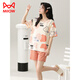 Conjunto de pijamas de manga corta de verano para mujer MiiOW de algodón puro con almohadilla para el pecho incorporada, ropa para el hogar todo en uno que se puede usar afuera, talla grande y delgada de verano GXT1047 M (recomendado 75-95 Jin Jin equivale a 0,5 kg)