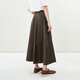 LESS【精工系列】春夏全棉半身裙高腰宽松长款气质伞裙2P5D11980 206深褐 XS