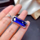 IosnIOSN Rectangular Sapphire Necklace 925 Silver White Gold Gemstone Corundum Collarbone Necklace Women's Tanzanite Sapphire Pendant 925 Silver Blue Sapphire Necklace
