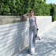 Jingpufei Halsweste Hosenträger hoher Taille schlank und leicht ausgestellte Hose zweiteiliger Set 6167# rote Weste s