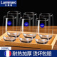 Lemeiya French bow and arrow household glass heat-resistant transparent water cup tea cup drinking cup hospitality green tea cup milk cup tall style 6 pieces (290ml) + rack + tray -13790
