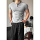SMVP floral gray slim waist henley short-sleeved men's summer American heavyweight muscular T-shirt fitness bottoming shirt light gray M suitable for 100-120Jin Jin equals 0.5 kg
