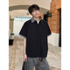 NYING American fake two-piece short-sleeved polo shirt for men 25 summer new high street fashion brand three-quarter sleeve spliced loose top black XL (120-140Jin Jin equals 0.5 kg)